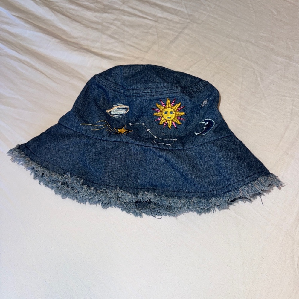 Embroidered Denim Bucket Hat
